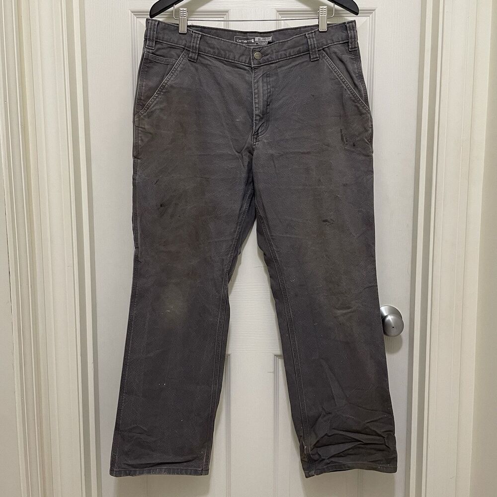 Carhartt Rugged Flex‎ Relaxed Fit Duck Utility Work Pant Distressed 36 X 30 Gray